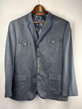 Men’s Tallia Blueish Gray Trachten Janker Jacket